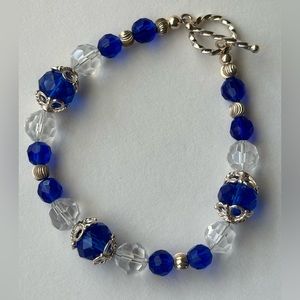 Faceted glass and Sterling Silver bracelet